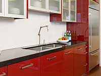 Red High Gloss Laminate Kitchen Cabinetry